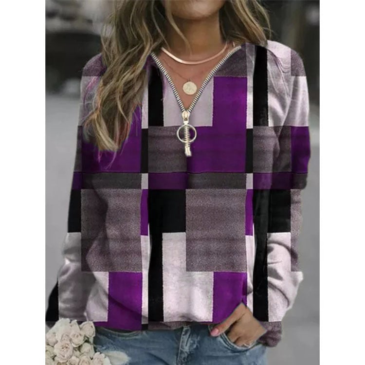 Women's Checkered Fleece Sweater Jacket – Cozy Fall Style
