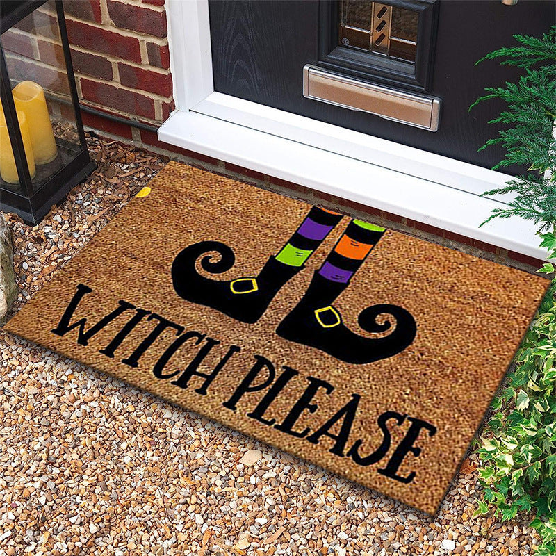 Halloween Pumpkin Bat Door Mat with Creepy Decor