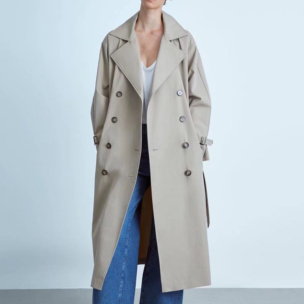 Vintage Women's Double Breasted Over Knee Trench Coat