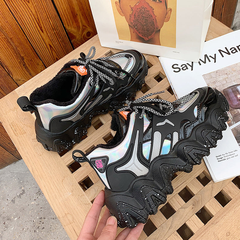 Trendy Women's Chunky Sole Sneakers with Colorful Sole