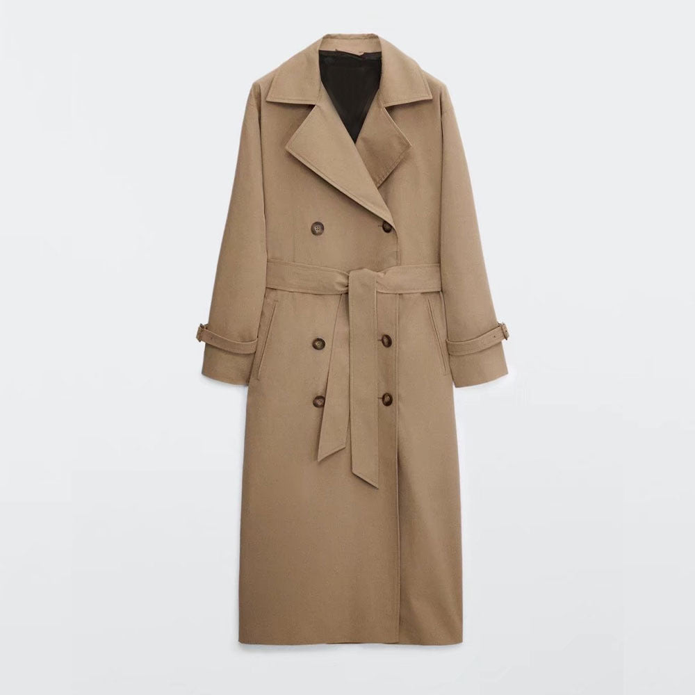 Vintage Women's Double Breasted Over Knee Trench Coat