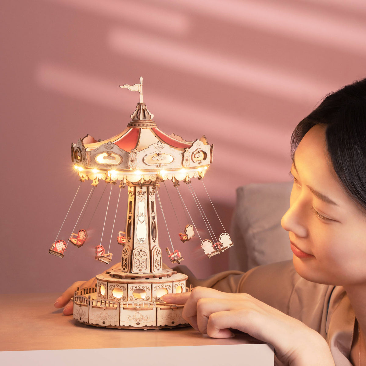 DIY Wooden Dreamy Musical Flying Chair Carousel Puzzle